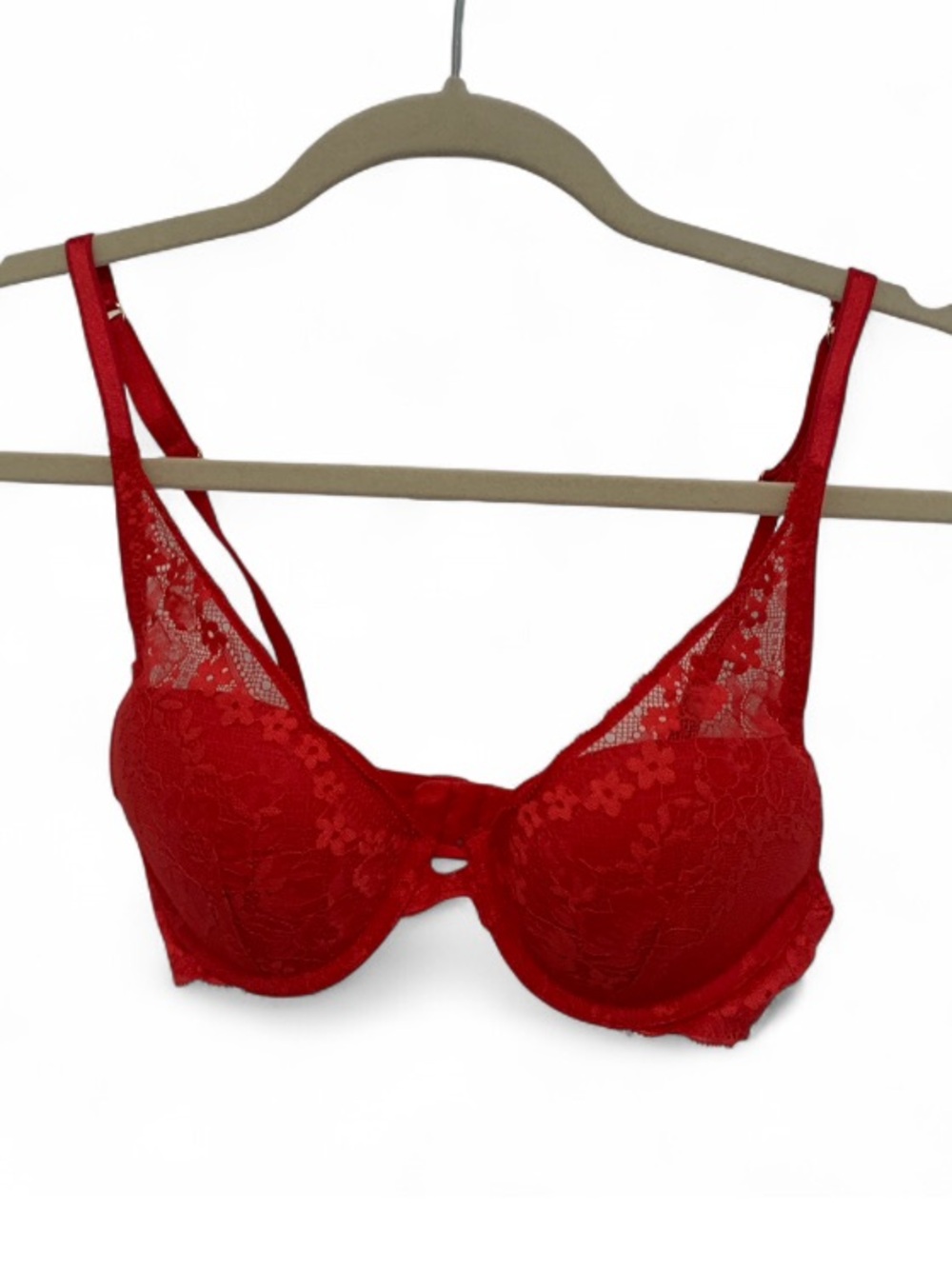Auden Push Up Plunge Red Lace Coverage Underwire Bra